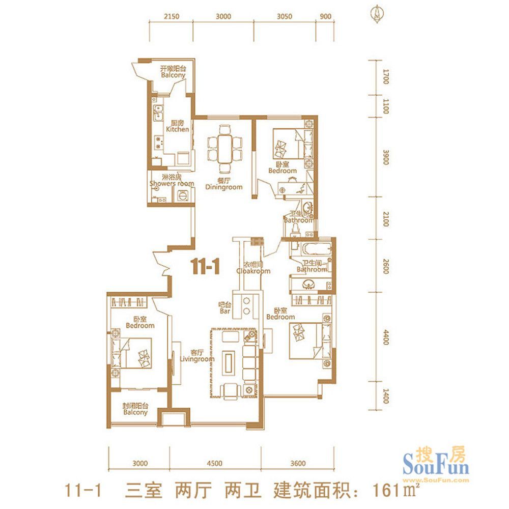 荣盛阿尔卡迪亚161平简欧风格设计方案